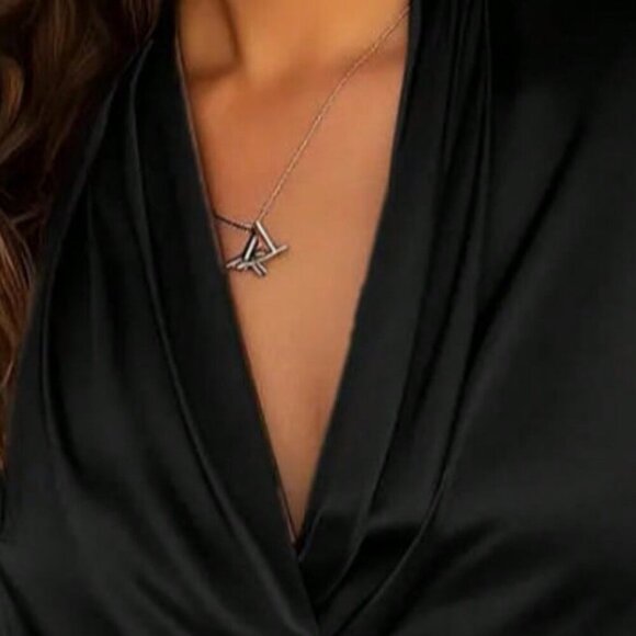 Black Casual Women's Satin Criss-Cross Long Sleeve Blouse Top - Picture 5 of 5